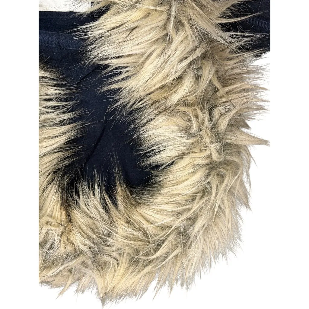 VTG Gilly Hicks Sydney Women's Medium Navy Henley Fur Hoodie Winter Jacket Y2K Size undefined - Image 5