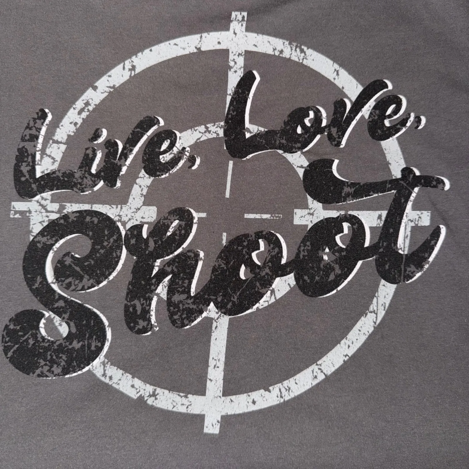 Grunt Style‎ Live Love Shoot Graphic T Shirt Medium Gray US Flag Cotton - Image 3