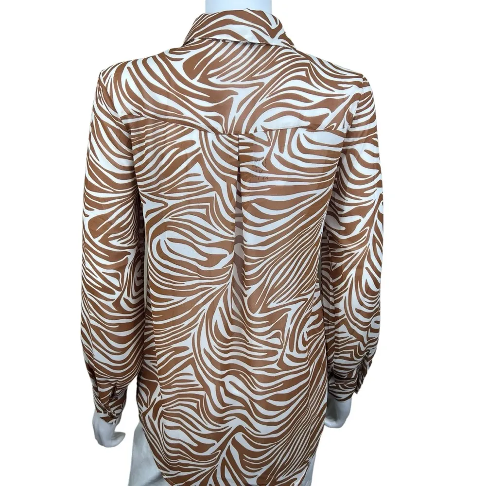 Princess Polly Pure Form Brown Zebra Print Button Down Blouse - Image 5