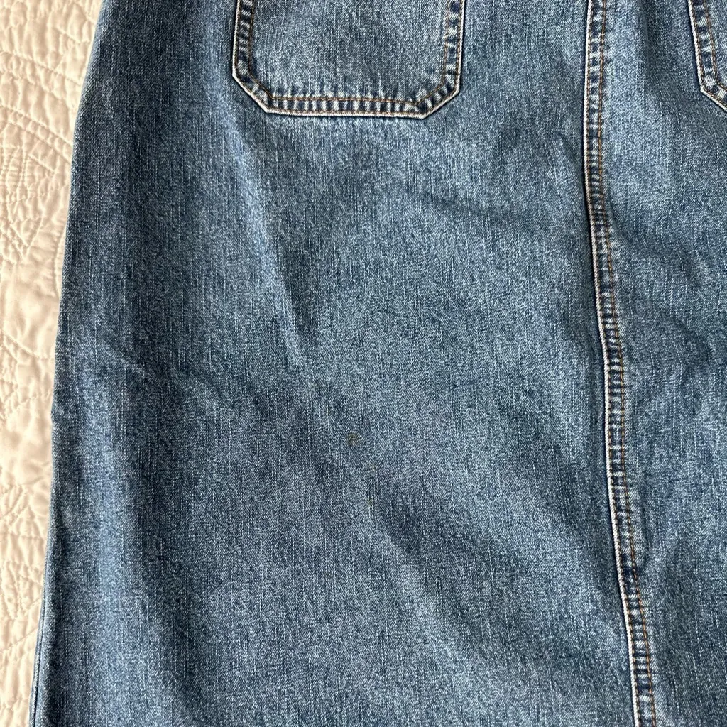 Covington Blue Denim Pencil Skirt with Tan Lace-Up - Image 4