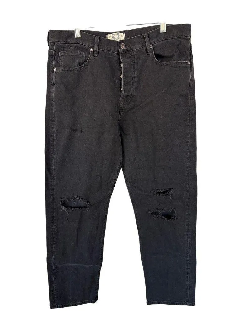 NWT Free People Boyfriend Bren Distressed Black Magic Jeans Beach Grunge Size 31 - Image 3