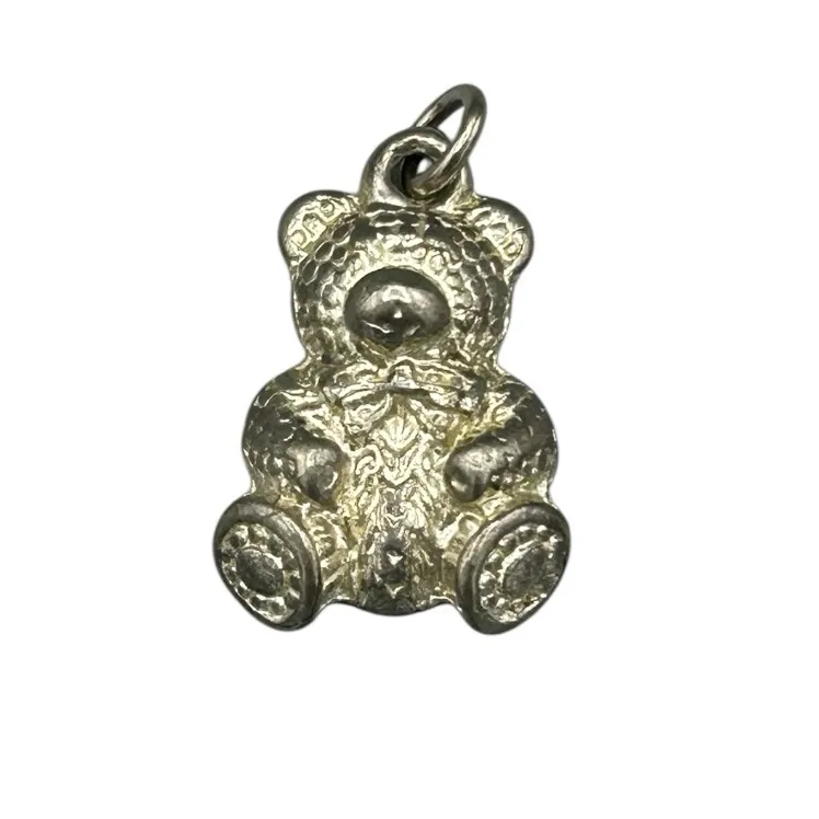 Vintage Teddy Bear Charm Silver Tone Pendant Cute Collectible - Image 5
