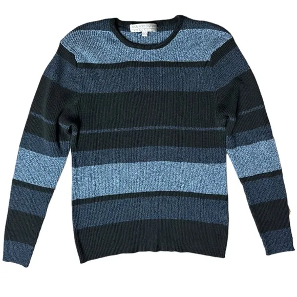 Carolyn Taylor Vintage Color Block‎ Crew Neck Sweater Blue Gray Black Size L - Image 4