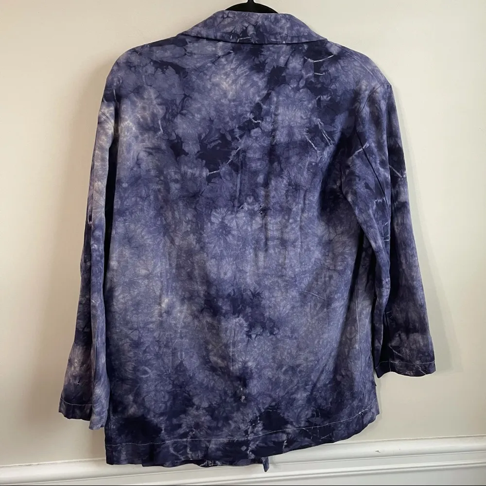 Anthropologie Amadi blue‎ relax fit tie dye blazer jacket size XS - Image 2