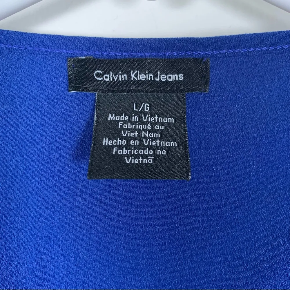 Calvin Klein Blue Short Sleeve Blouse Size Large GUC #VEG-0221 - Image 2