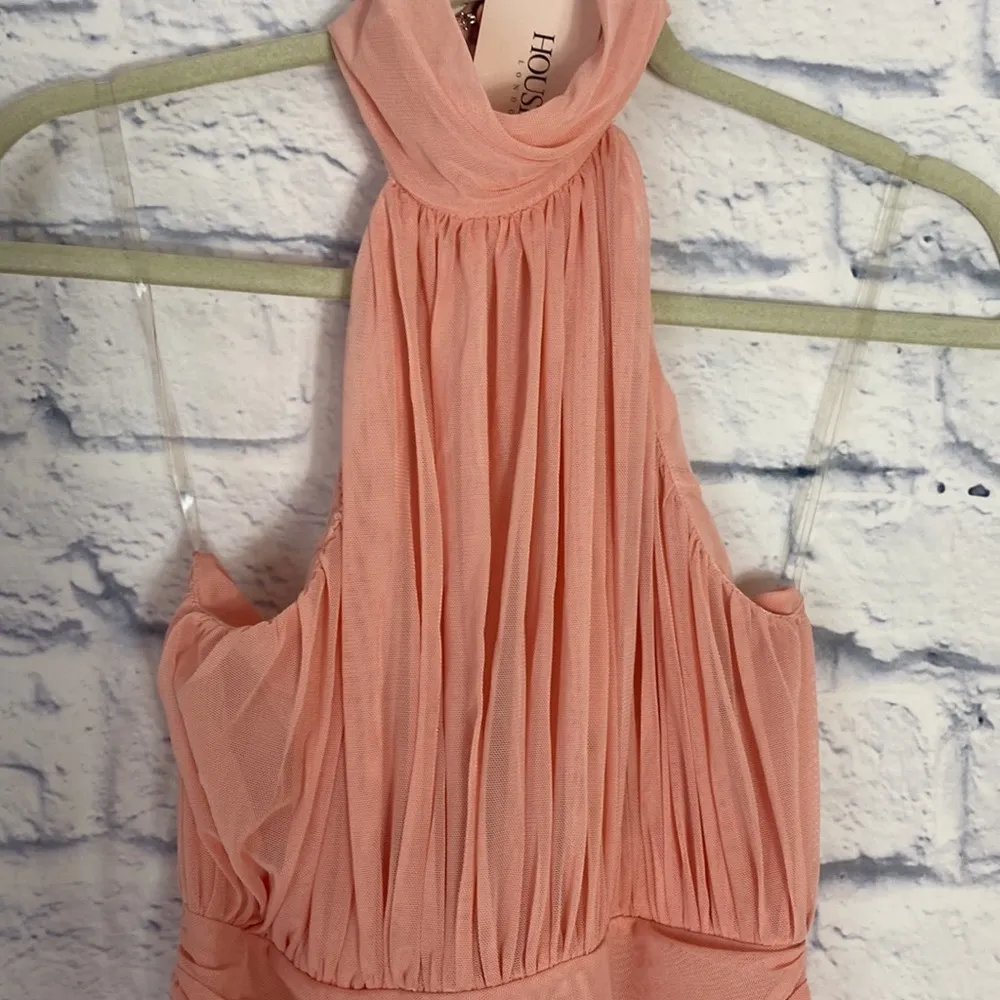 House of CB Merielle peach sleeveless shirred dress small - Image 3