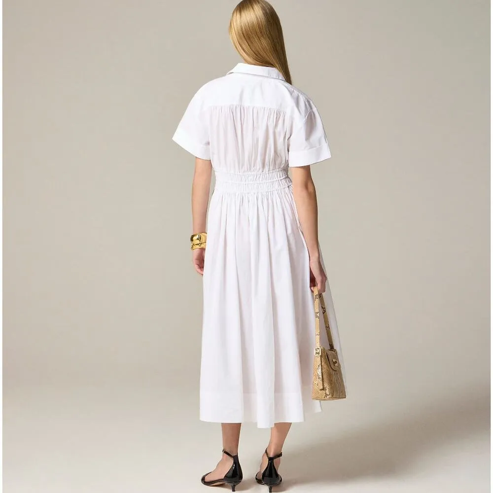 J.Crew Elena Shirtdress Midi Cotton Poplin White Classic Minimalist US 2 NWT - Image 2