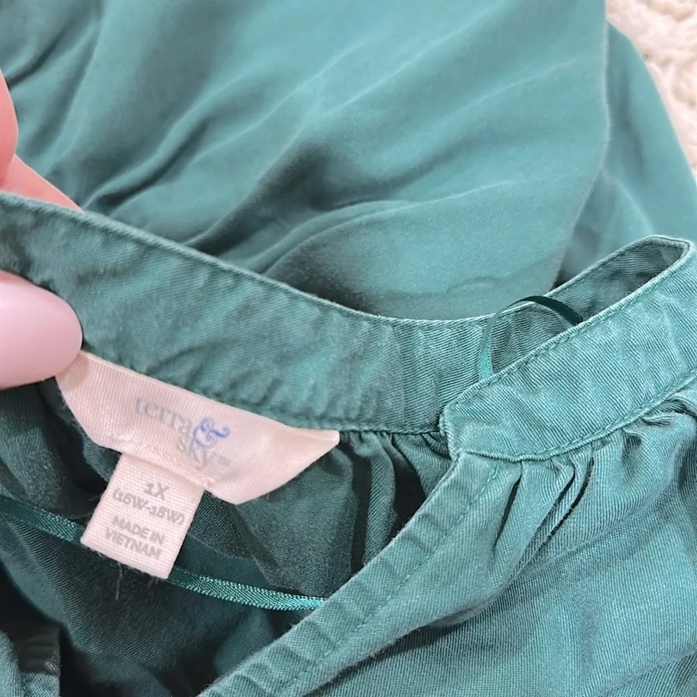 TERRA & SKY Deep Green Long Sleeve Dress size 1X with pockets - Image 6