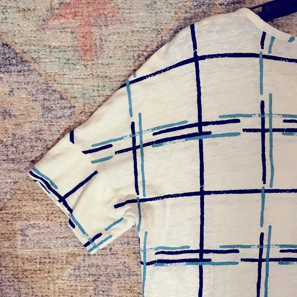 Tory Burch 100% Linen Grid Tee - Image 8