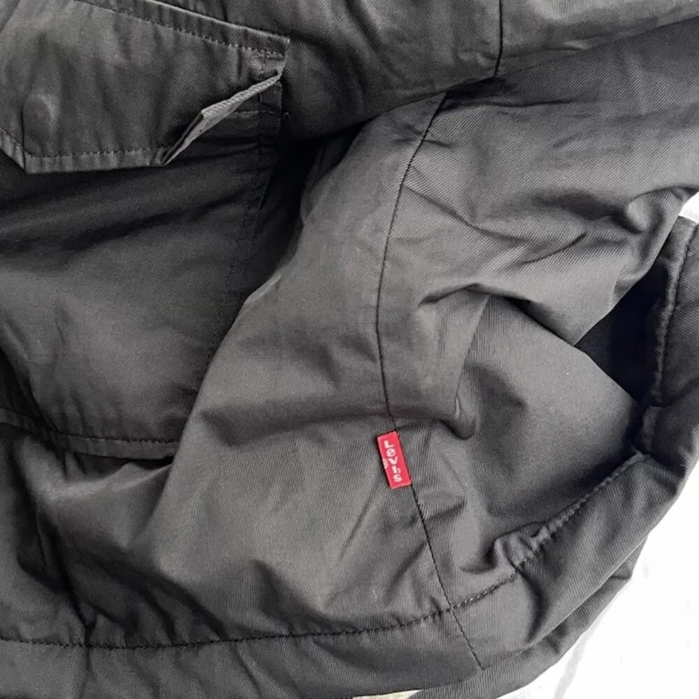 Levi's Women's Anorak Faux Fur Parka Sherpa Long Black Coat Jacket Size XL - Image 7