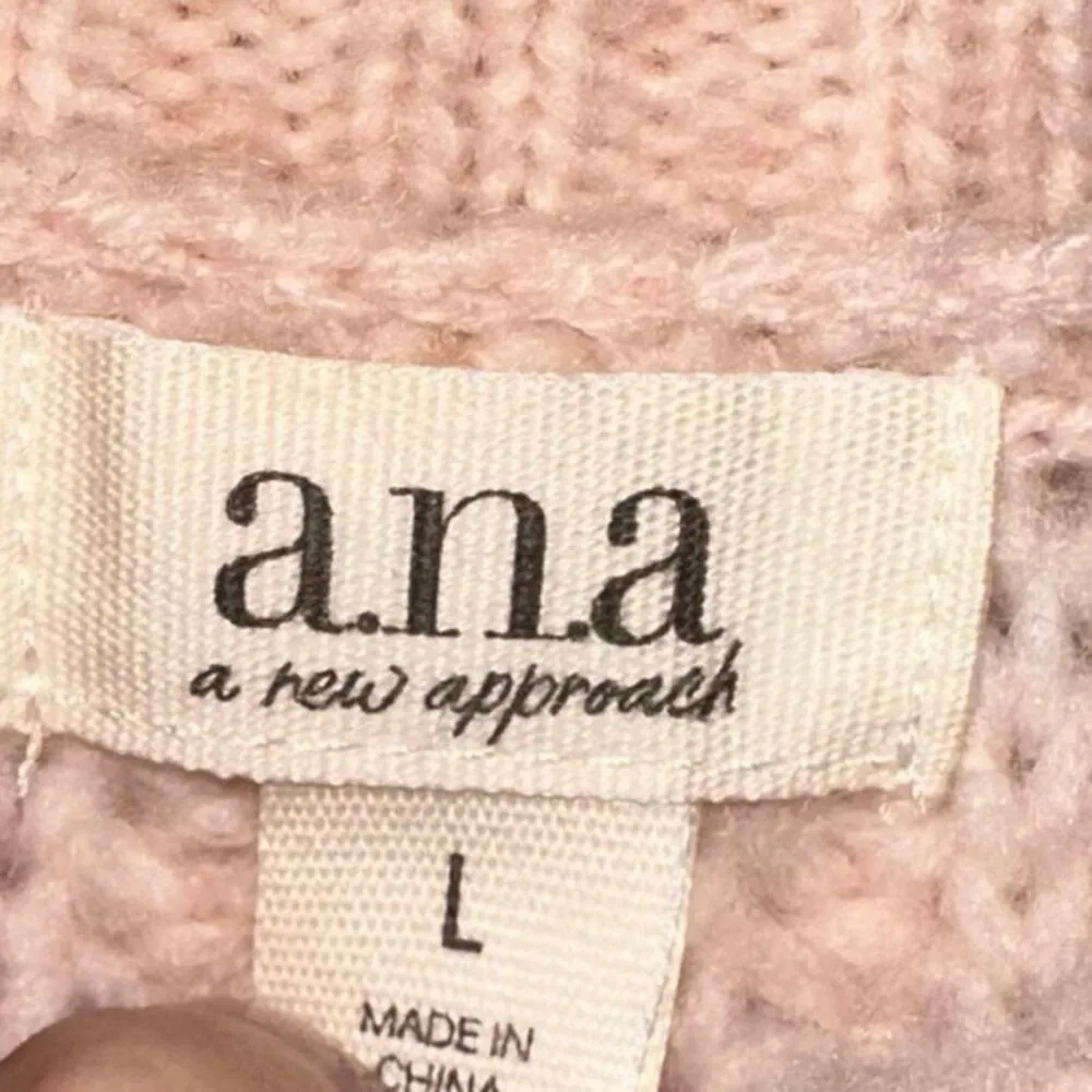 a.n.a. Blush Pink Cable Knit Sweater Chunky Pullover Women’s Size L Cozy Soft Size L - Image 4