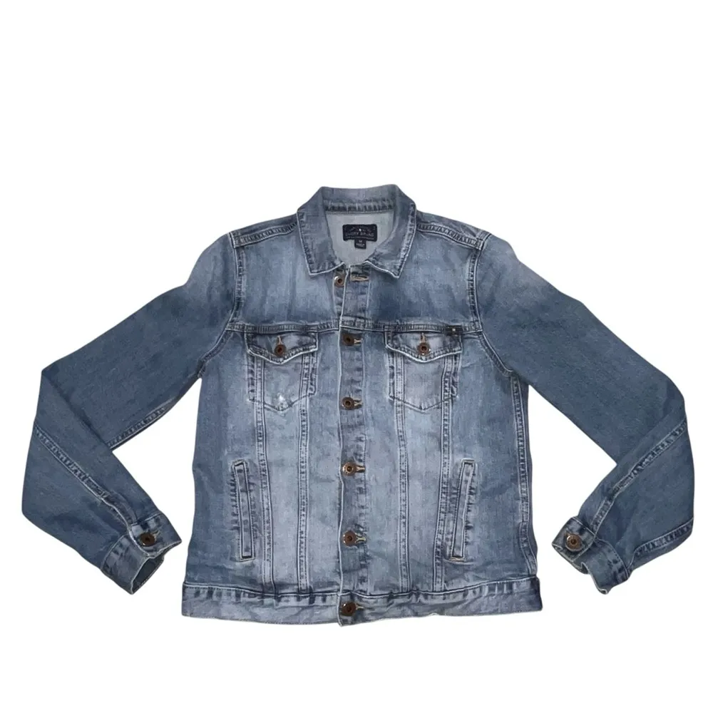 Lucky Brand Cropped Classic Denim Jean Jacket size Medium - Image 4