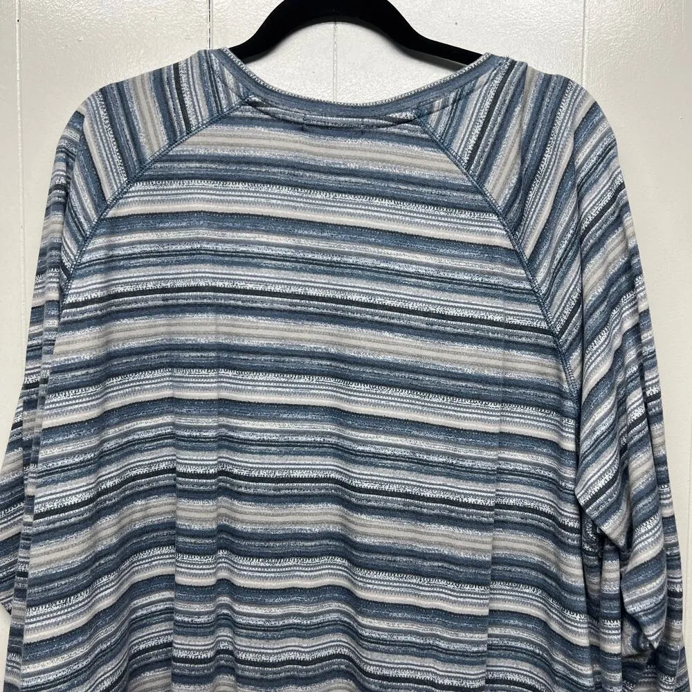 Angels Striped Long Sleeve Womens Pullover Sweater Top Size 3X Casual Loungewear Blue - Image 7