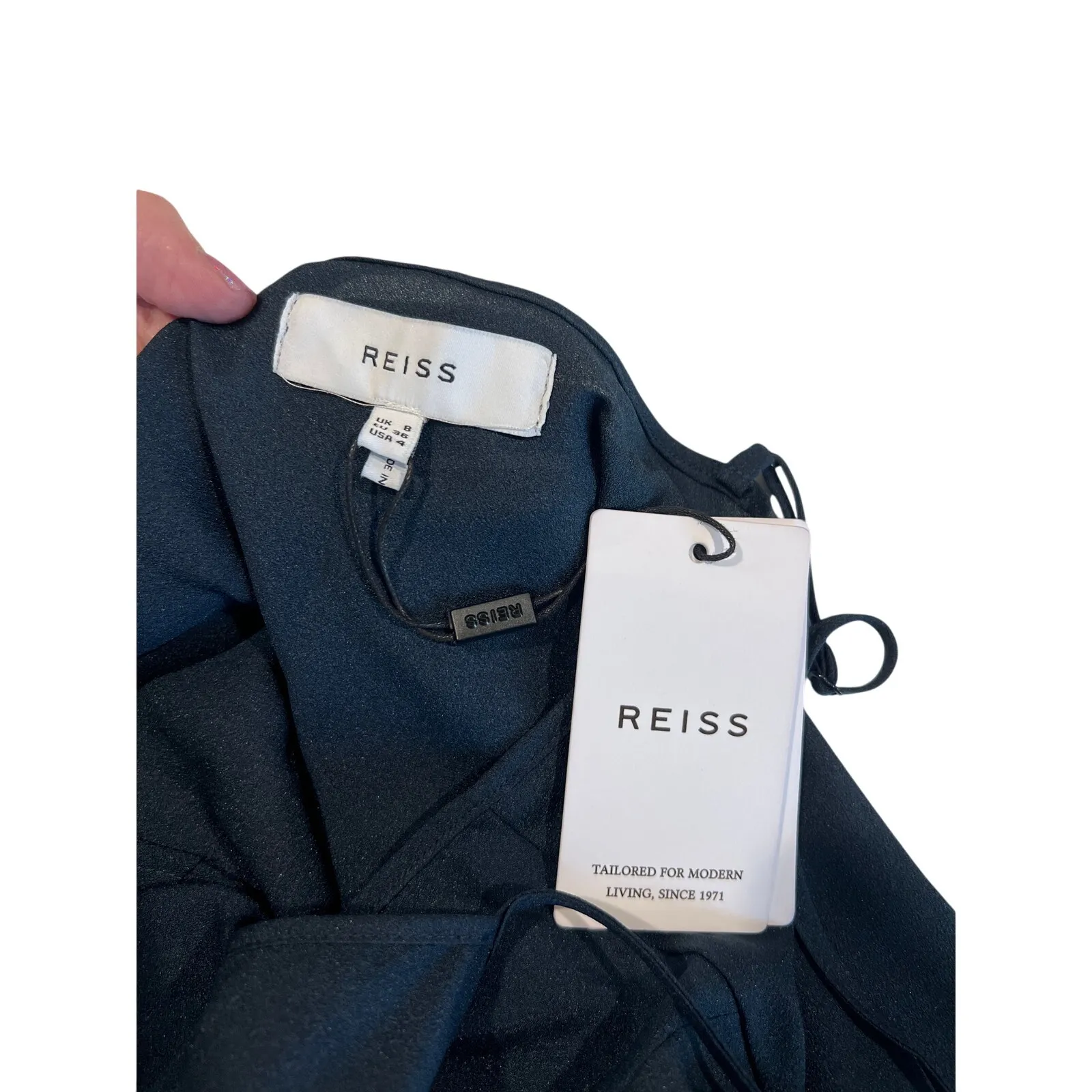 Reiss Navy Slip Dress Semi Sheer Women's Size 4 Sexy Designer Old Money Simple - Image 6