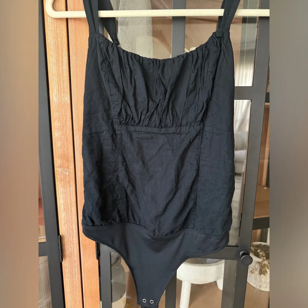 Abercrombie bodysuit square neck ruched smocked adjustable straps cotton corset - Image 3