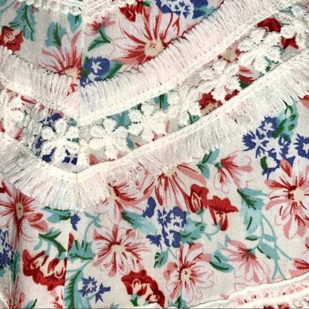 Listicle Flower Child Floral Fringe Crochet Sleeveless Multicolored Mini Dress - Image 11