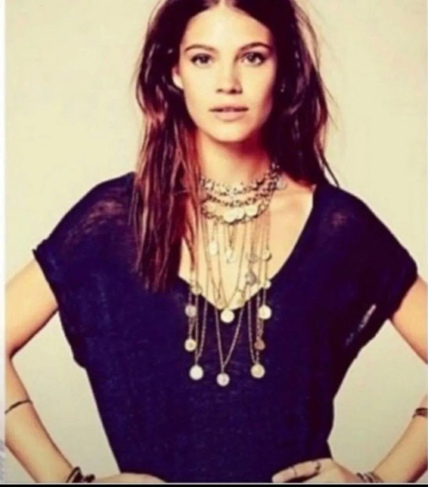 Free People Crinkle Burgundy Jersey Top - Image 6