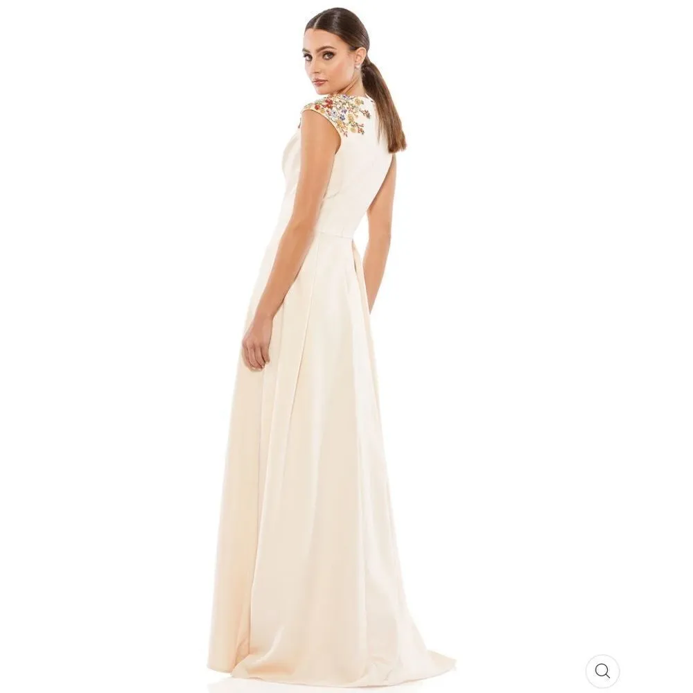 Mac Duggal 26540  Womens Beaded Cap Sleeve V Neck A Line Gown Dress - Image 5