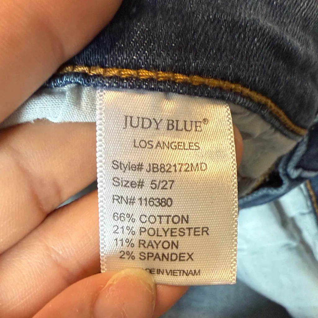 Judy Blue Medium Wash High Rise Distressed Slim Fit Jeans Size 5/27 - Image 4