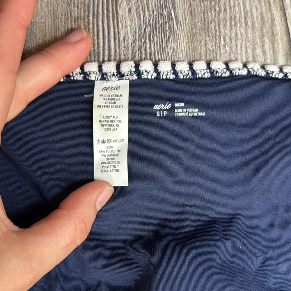Aerie Womens Bikini Swim Bathing Suit Bottoms Striped Blue White Size S Small - Image 4