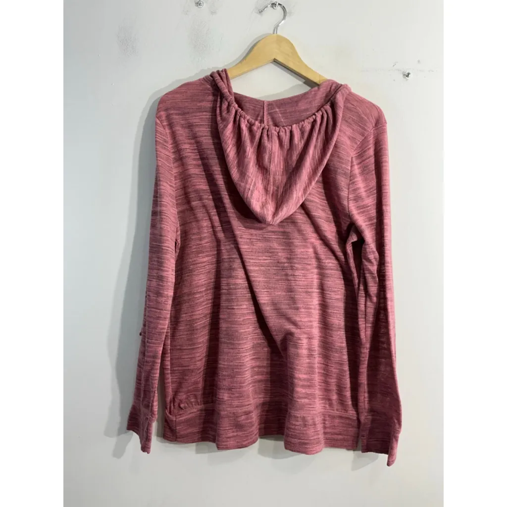 Womans Nine West Vtg America Long Sleeve Pullover Hoodie Large Pink Pockets - Image 2