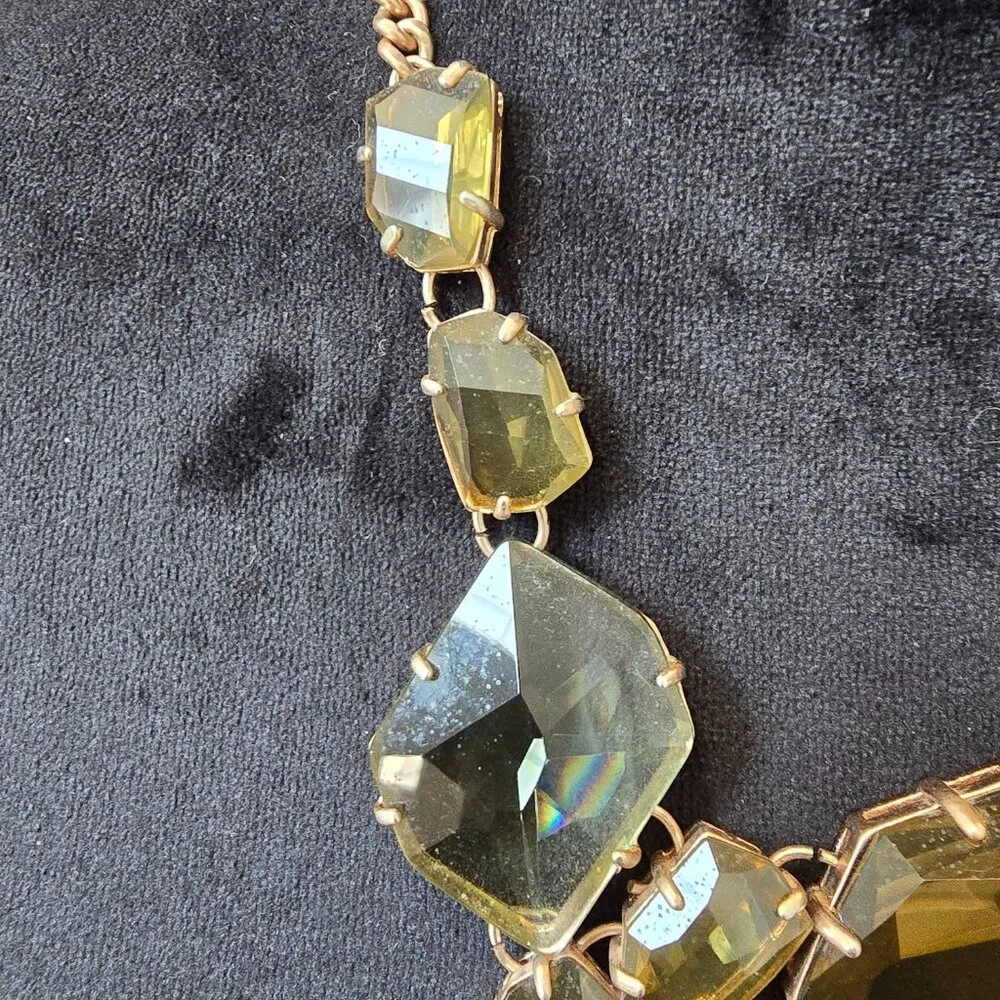 Womens Amber Rhinestone Gold Tone Chain Necklace Jewelry with Spring Ring Brown - Image 5