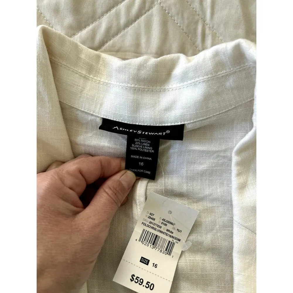 NWT Ashley Stewart Cream Linen Blazer, size 16 - Image 5
