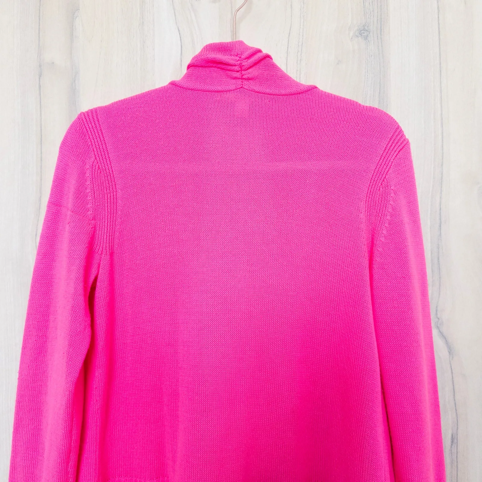 Lilly Pulitzer Womens Noble Cardigan Sz L Bright Pink Open Front Fringe Resort - Image 7