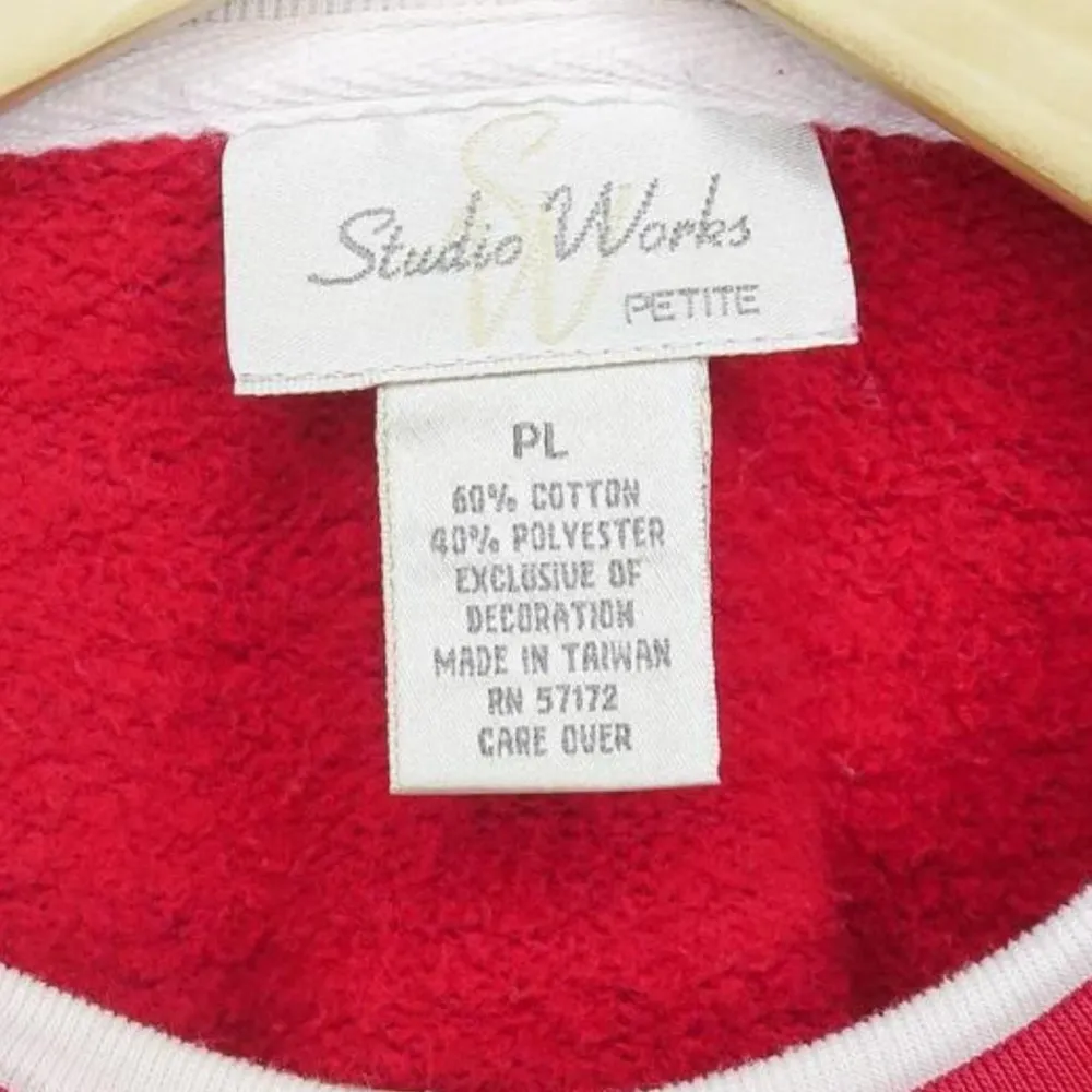 Vintage 90s Snowman Ice Skating Embroidered Christmas Sweatshirt - Image 5