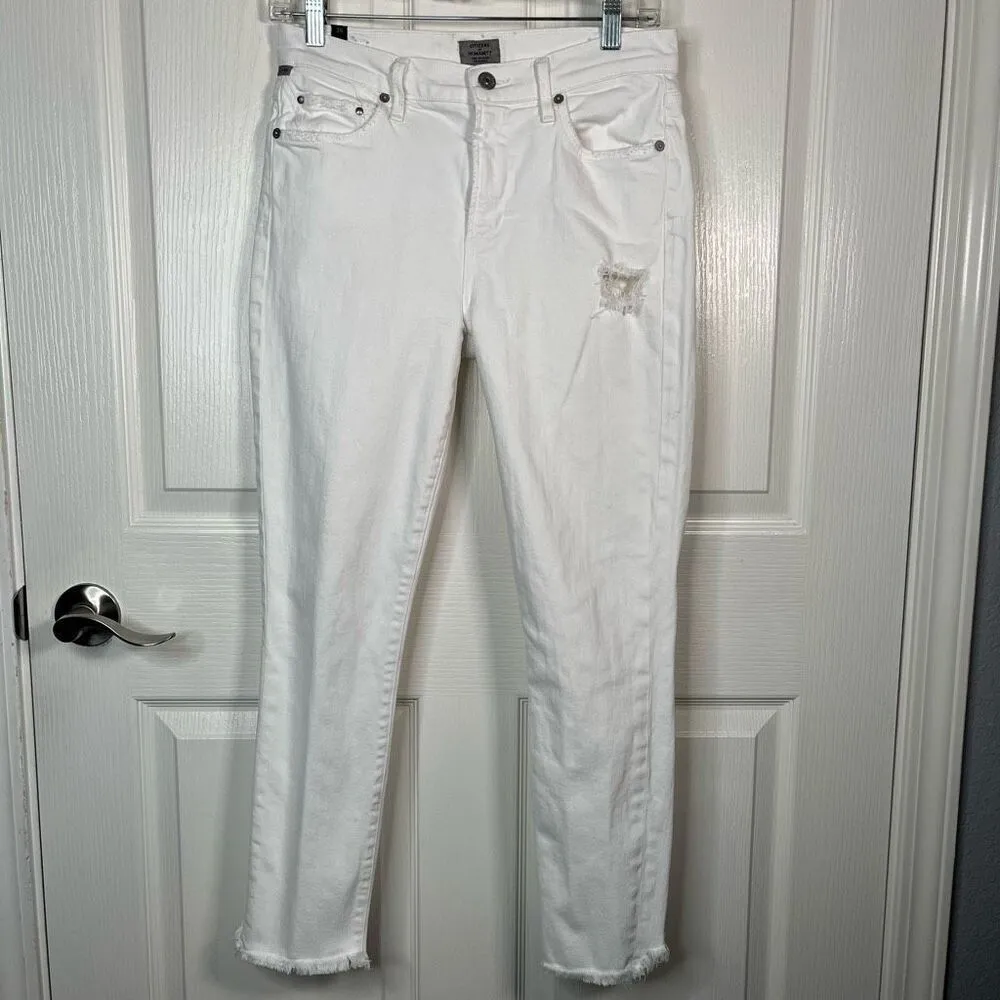 COH Citizens of Humanity Rocket Crop High Rise White Jeans Sz 28 Distressed - Image 12