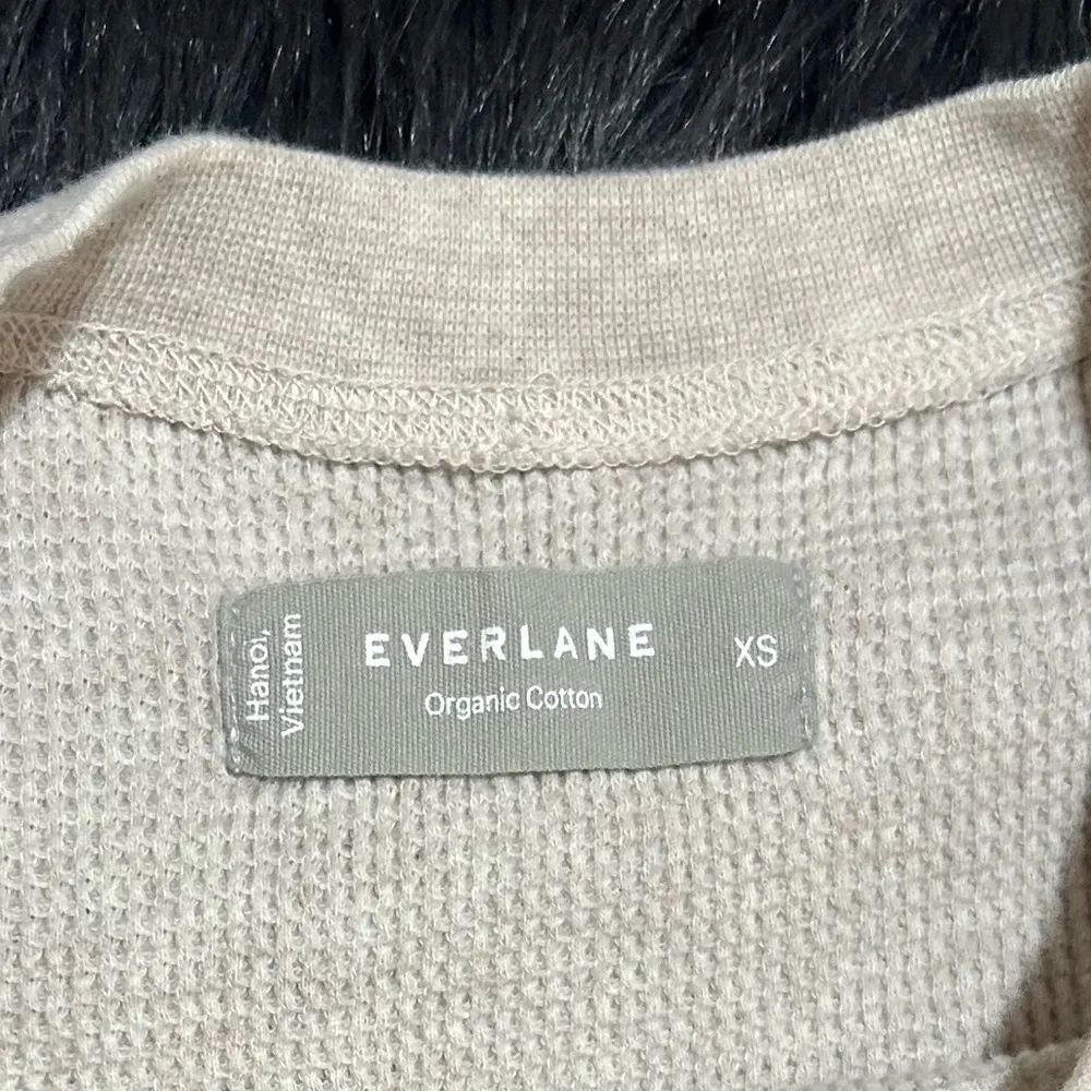Everlane Organic Cotton Waffle Tee Short Sleeve Cream Beige Size XS - Image 5