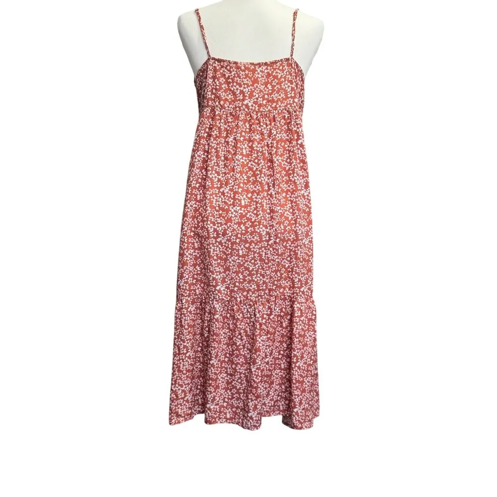 TEN TREES Tiered Cami Dress in Baked Clay Floral Sz Med - Image 5