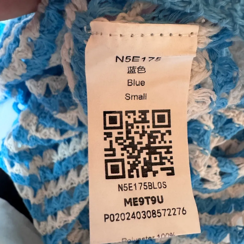 BZB Womens Crochet Crop Tops Tie Front Long Bell Sleeve V Neck Striped Knit Top - Image 5