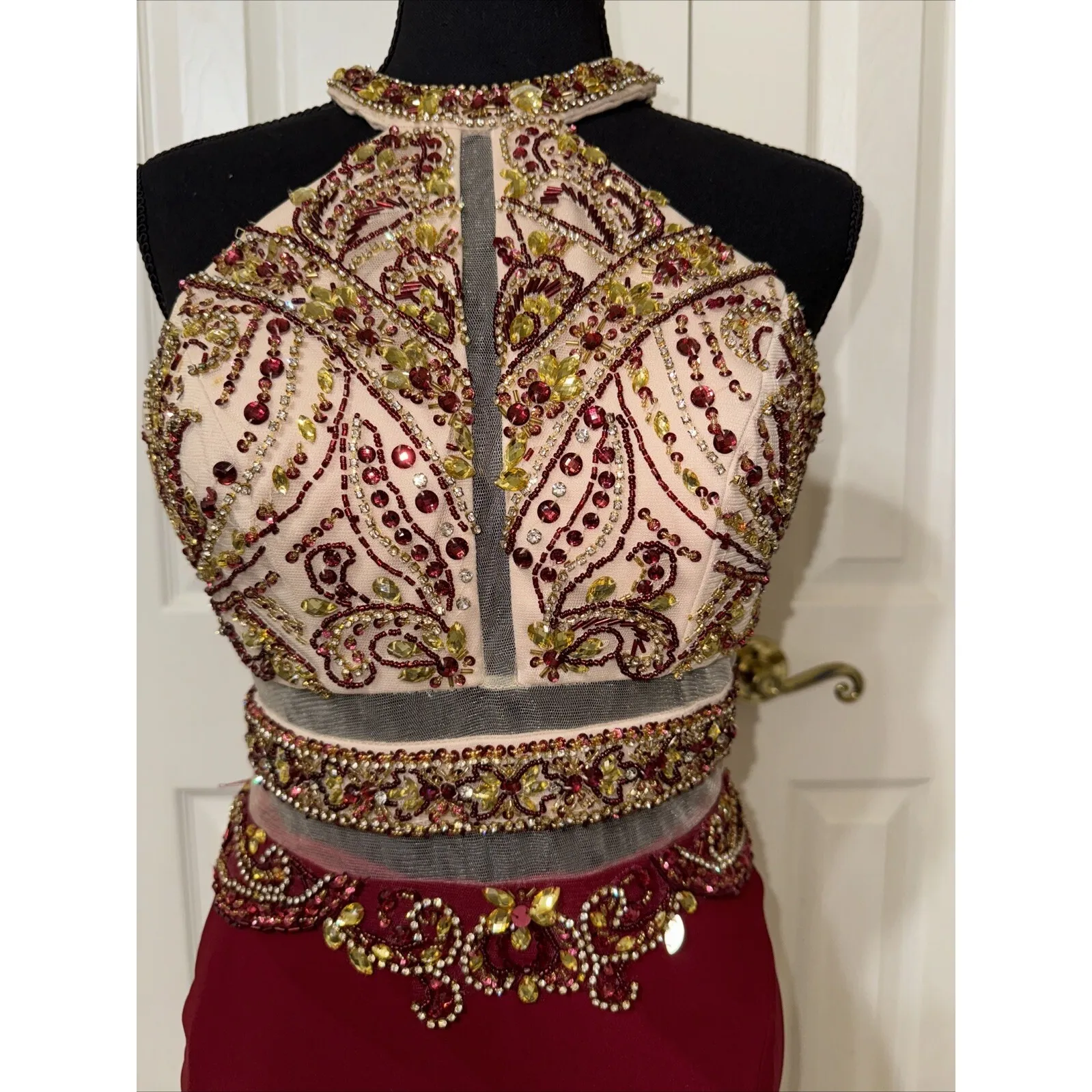 Dancing Queen Women's Long Maxi Dress Lined Solid Sleeveless‎ Lace Beaded Prom-S - Image 5