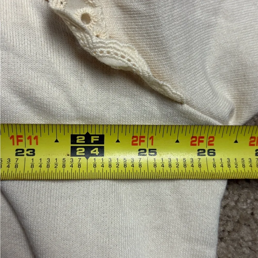 Who What Wear Womens Casual Top Beige Cotton Blend Long Sleeve Ruffles Lace 2x - Image 5