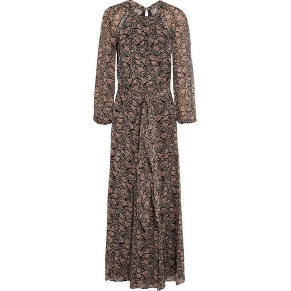 💕ISABEL MARANT💕 Drecious Printed Georgette Maxi Dress Mushroom Bird Floral 42 - Image 5