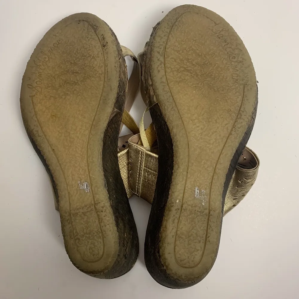 Sam Edelman Gold & Light Brown Nylee Wedge Sandal - Image 7