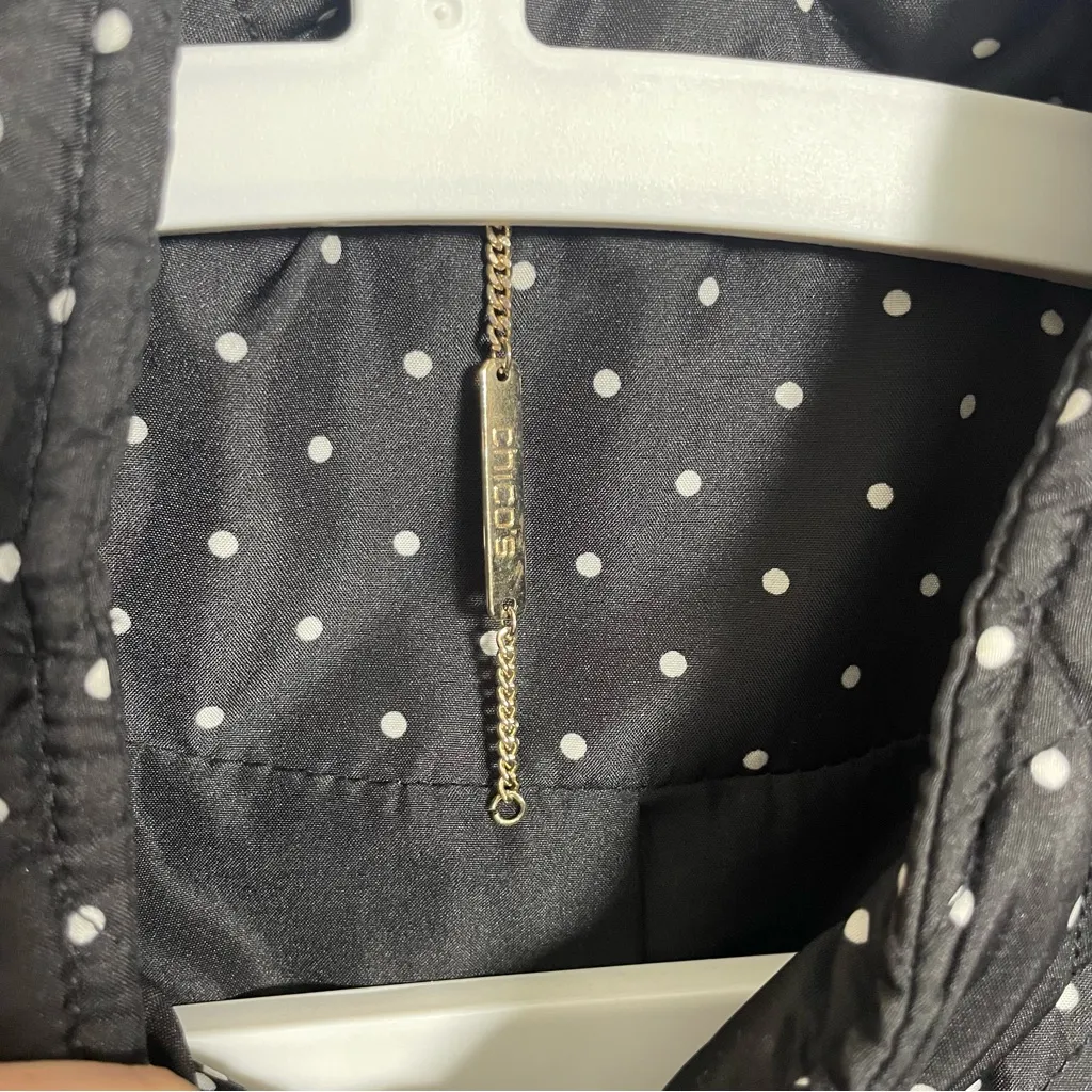 Chicos black polka dot puffer jacket button down mandarin collar - Image 5