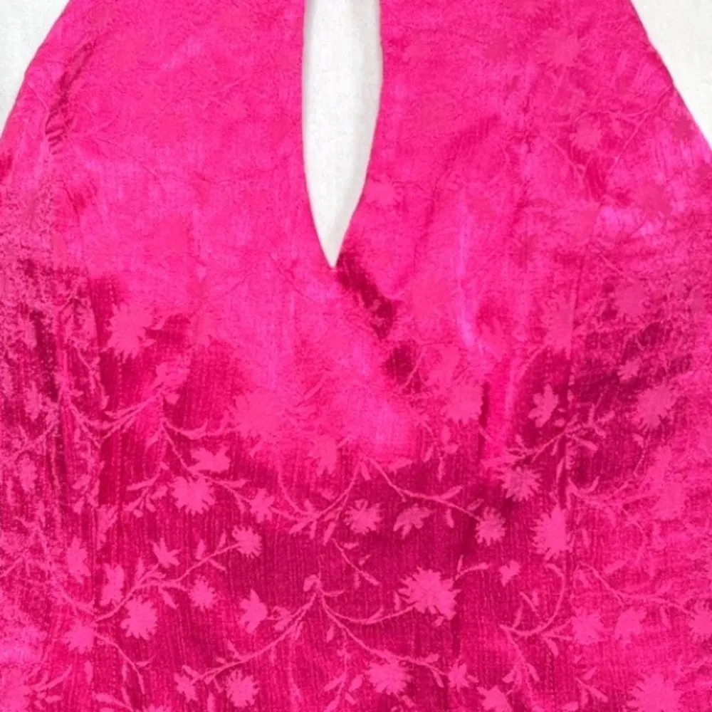 Zara Floral Halter Cropped Top Hot Pink Fuchsia Size XSmall - Image 3