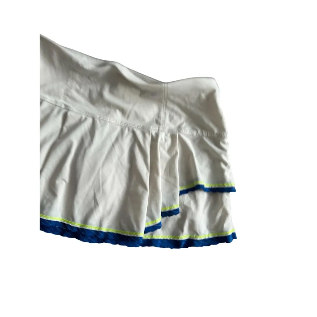 LUCKY IN LOVE White Blue Green Ruffle Tiered Pickleball Tennis Skort Size Medium - Image 8