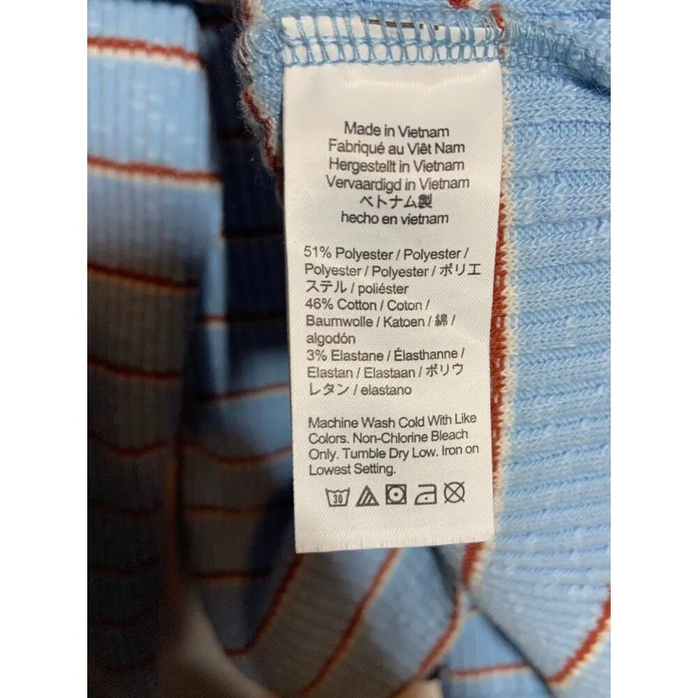 J. Crew Slim Perfect Ribbed Long Sleeve T-shirt In Stripe Crew Neck Blue XL - Image 5