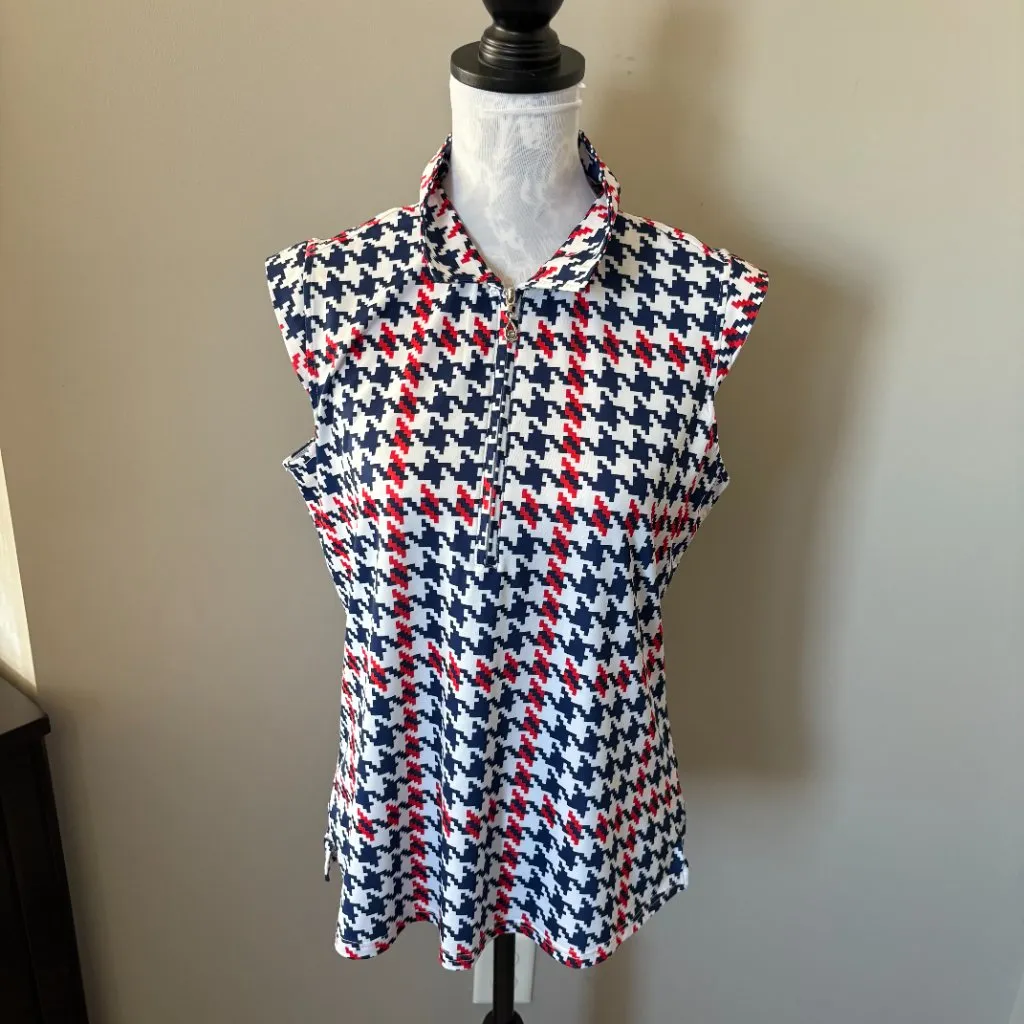 San Soleil Womens Athletic Golf Top Pickleball Red Black Size Large Sleeveless - Image 2