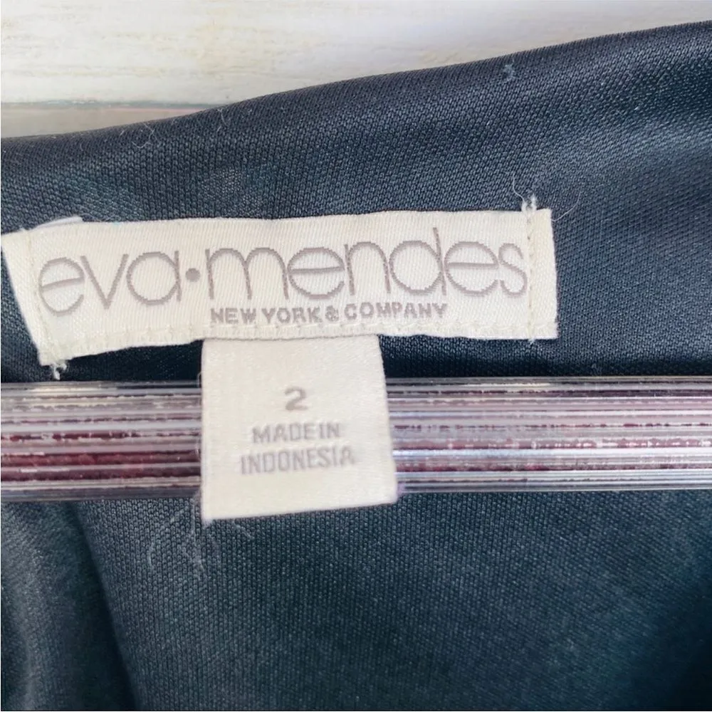 Eva Mendes New York‎ & Co. Lace Sheath Bodycon Dress Teal Black 2 Cap Sleeve Blue - Image 10