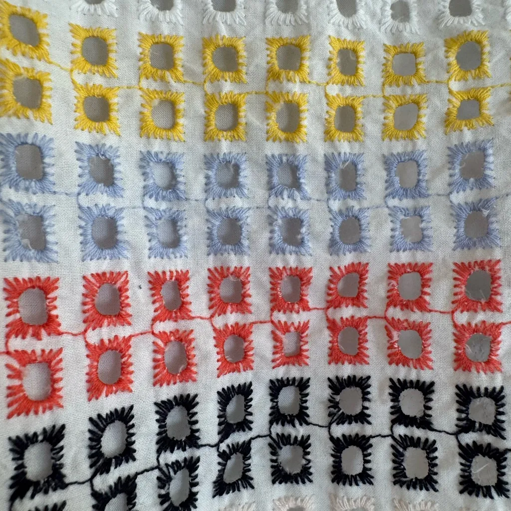 Amanda Uprichard New York Colorful Striped Eyelet Lace Cotton Mini Dress Small - Image 8