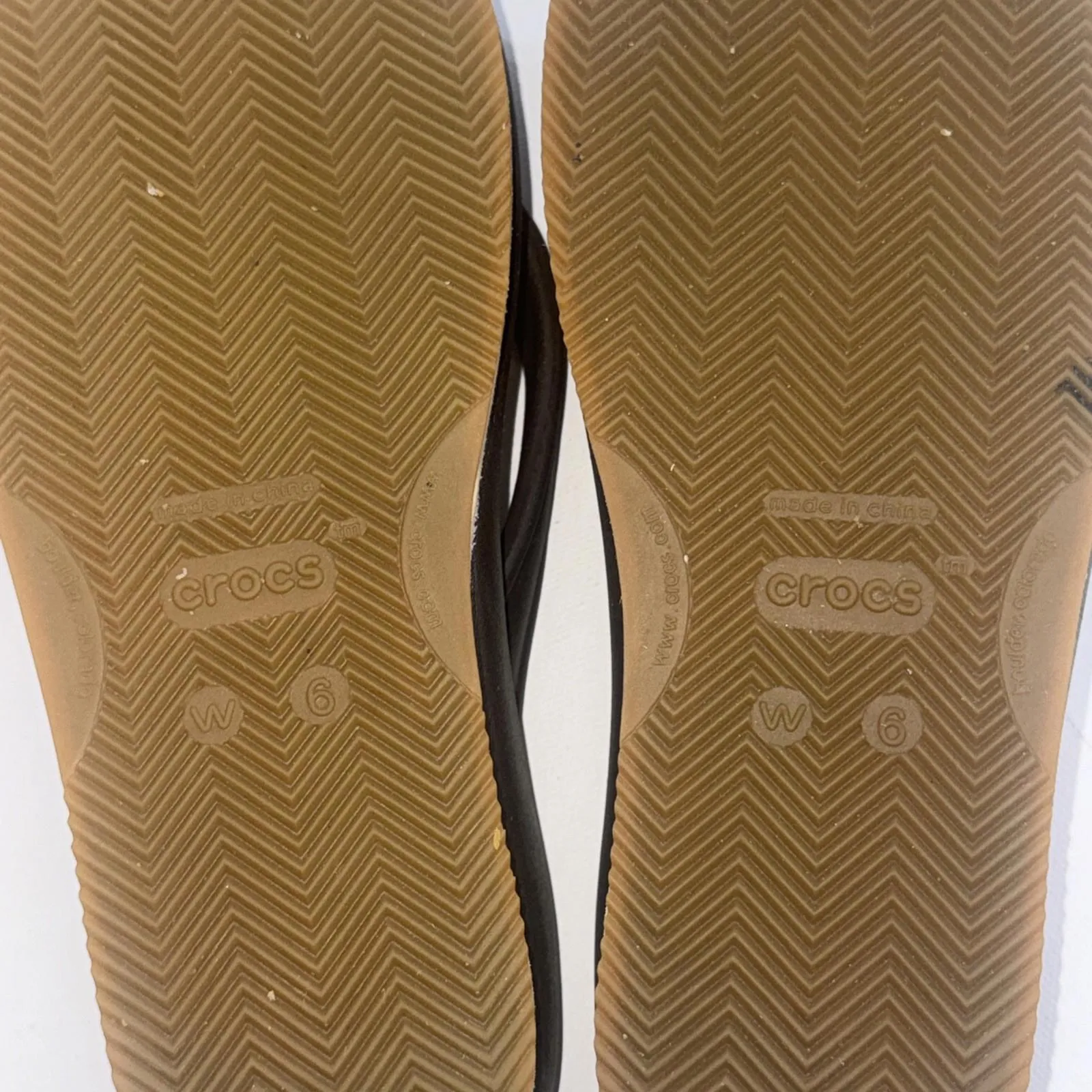 Crocs Brown Tan Classic Platform Retro Gorpcore Waterproof Wedge Flip Flops Sz 6 - Image 11