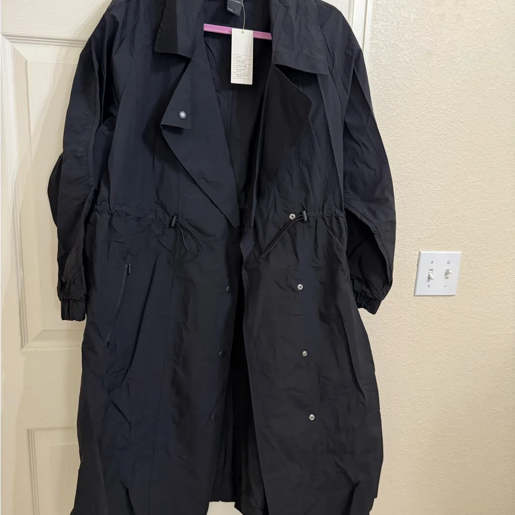 All in Motion Long Black Trench Rain Coat Water Repellent NWT - Image 6