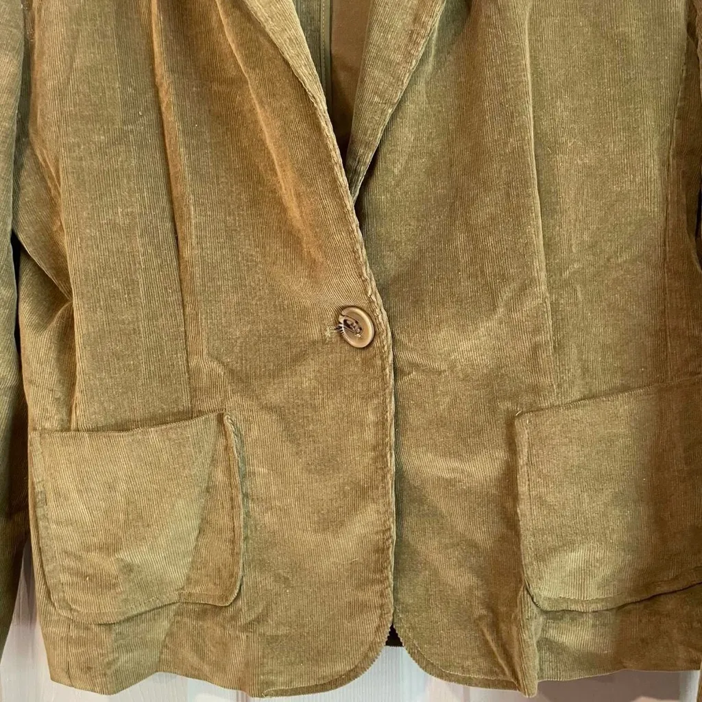 Carole Little Women's 6 Fall Olive Green Corduroy Cotton Spandex Stretch Blazer - Image 2