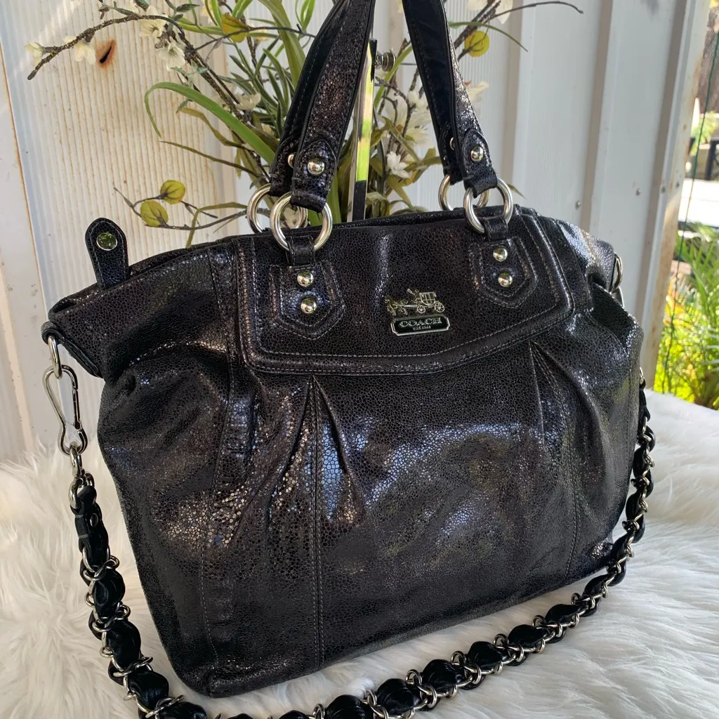 *RARE* Coach LMT EDITION Madison Audrey, Metallic Black Satchel/Shoulder Bag - Image 3