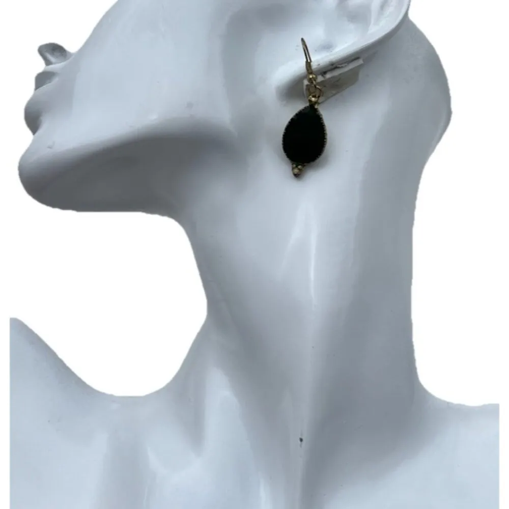 Vintage Green resin earrings bronze resin earrings matching bracelet Sz 7" Glass Gold - Image 7