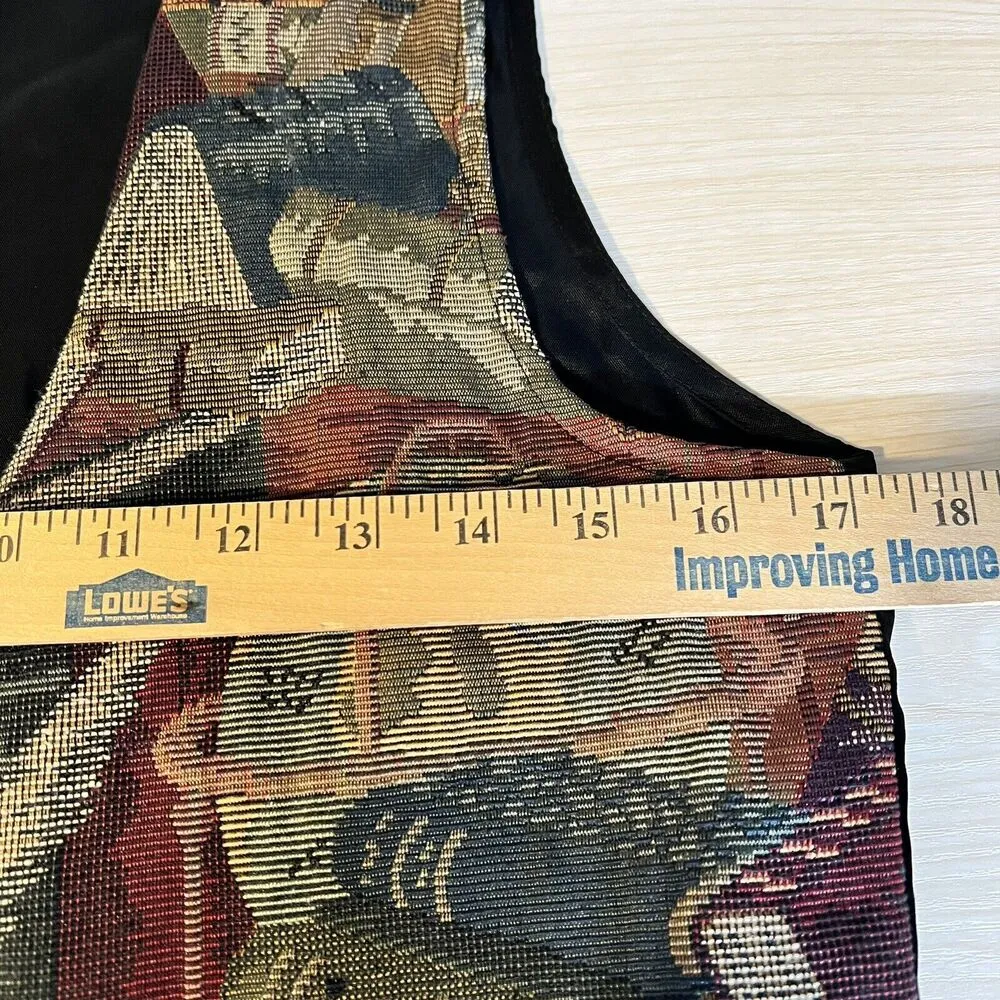 FRITZI S Vest Tapestry VTG Y2K Books Library Teacher Librarian Professor Preppy Multiple - Image 9